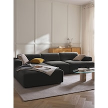 Massimo 3 Modül Sol Köşe Koltuk Takımı Koyu Antrasit Keten Kumaş Sol Koyu Antrasit