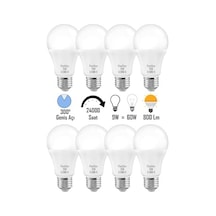 Telvesse 8 Adet 9w Beyaz Led E27 Ampul Tasarruflu Lamba 6500 K Beyaz Işık 800 Lümen 9w 60w