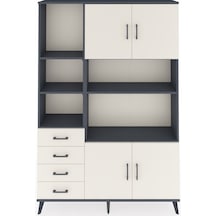 Arges Dolap 8 Raflı 4 Çekmeceli 4 Kapaklı 132x30x195 Antrasit-aytaşı/aytaşı Aytası/aytası
