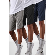Madmext Boyalı Gri- Siyah-lacivert Regular Fit 3'lü Şort Seti 5790 Boyalı Gri/siyah/lacivert