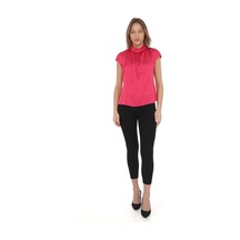 Yaka Drape Detaylı Saten Bluz 01-fuşya