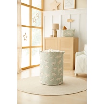 Ocean Home Textile Çocuk Odası Ağzı Büzgülü Dinozor Oyuncak Sepeti 36 x 48 cm