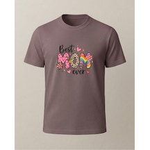 Best Mom Ever Baskılı Anne T-shirt'ü Kahverengi