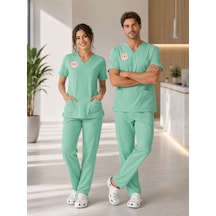 Aile Sağlığı Forması Scrubs Likralı Takım Sağlık Bakanlığı Uyumlu-bermuda