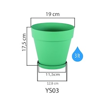 Ys03 Yalı Saksı Drenaj Aparatlı Tabaklı Dekoratif Saksı 19cm, 3 Litre Kirli Beyaz