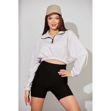 Alexander Gardi Alexandergardı Kadın Fermuarlı Crop Sweatshirt (B22-11000)