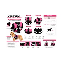 Dog Police Ayarlanabilir Köpek Göğüs Tasması Pembe - Siyah 60-110 Cm Çok Renkli