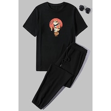 Uyguntarz Unisex Shinobi Baskılı 2'li Eşofman Takımı Siyah