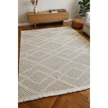 Leiva Home Lara 05 Krem Bej Sisal İskandinav Modern Kaymaz Taban Yumuşak Özel Ölçü Salon Koridor Halısı 0220-krem