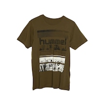 Hummel Dean Erkek Haki Baskılı Bisiklet Yaka Tişört Haki