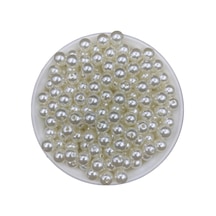 100 Gr 10 Mm Krem Renk Lüks Kaplama Plastik İnci Boncuk , Takı Yapım Boncuğu 100gr, 200 Adet - 674513817