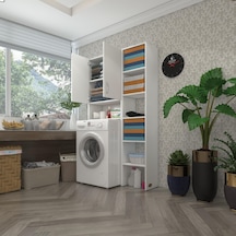 Kenzlife Çamaşır Makinesi Dolabı Sinemmaksmdf Byz 180 096 30 % 100 Mdf Full Mdf Banyo Kapaklı Arkalıklı Raflı Çok Renkli