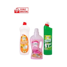 Lazer Promax Yüzey Temizleyici Bahar Esintisi 1 L + Çamaşır Suyu 750 ML + Bulaşık Deterjanı 750 ML