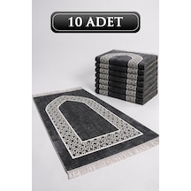 10 Adet Mihraplı Kadife Seccade Seti - Dağıtmalık, Mevlüt, Hac Umre Hediyelik - Gri