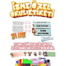 Okul Etiketi Kalem Defter Etiketi İsme Özel Etiket Set06