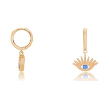 Diamond Line-Gülaylar - Pembe Altın 14 Ayar Sallantılı Halka Küpe N11.9526