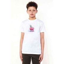Watercolor Cocktail Baskılı Unisex Çocuk Beyaz T-Shirt