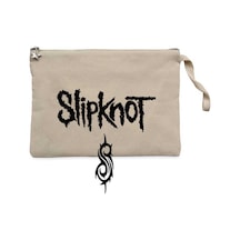 Slipknot Logo Text Krem Clutch Astarlı Cüzdan / El Çantası