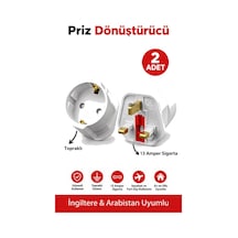 3 Adet İngiliz Erkek Türk Dişi Unıversal Priz Dönüştürücü - 13a Sigortalı Topraklı Arabistan Türkiye Priz Çevirici Adaptör - G Tipi Güç Adaptörü