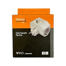 Viko Üçlü Topraklı Fiş Priz Yonca Plus Beyaz