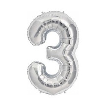 Folyo Balon Rakam 3 Gümüş 16 Inc40cm Pk:1
