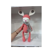 El Yapımı Amigurumi Uyuyan Tavşan - Atkılı Örgü Oyuncak Mercan