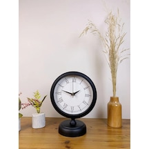 Siyah Metal Retro Masa Saati 25 20 Cm Çok Renkli
