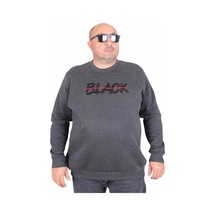 Moc Grande Mocgrande Erkek Büyük Beden Sıfır Yaka 3ip Sweat Black 24202 Antrasit Melanj