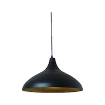 Dylight Retro Metal Dekoratif Rustik Kafe Mutfak Aydınlatma Siyah İçi Gold Sarkıt Avize Çap:35 Cm Siyah