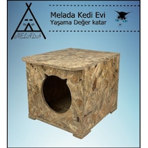 Melada Kedi Evi Dış Ortam Uygun Ahşap Kedi Evi Osb 45x35x34 Cm