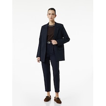 Koton Yüksek Bel Cigarette Pantolon Kemerli Slim Fit Lacivert 7wak40013uw