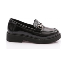 Dgn 1072-1-083 Kadin Aksesuarli Loafer Ayakkabi SIYAH RUGAN
