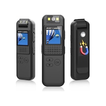 Tenfowee Siyah 1080p Mini Gopro Kamera, 180 Derece Döner Lens, Tek Başına Ses Kaydı, Led Işık, Manyetik Klem, 800mah Pil, 256gb Destekli