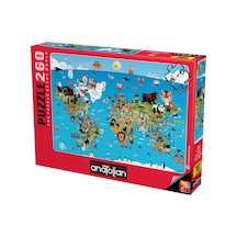Anatolian 260 Parça xl Puzzle - Karikatür Dünya Haritası 3338