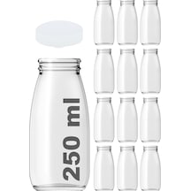 Afracam Süt Ayran Şişesi Şeffaf 250 Ml Kapaklı Cam Şişe 12 Adet