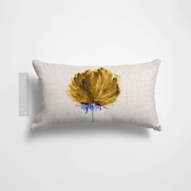 Çiçek Desenli Hardal Renk Çift Taraflı Dekoratif Yastık Kılıfı 32 x 55 CM - Hardal