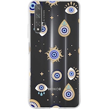 Huawei Nova 5t İle Uyumlu 1mm Slim Fit Nazar Boncuğu 5 Baskılı Şeffaf Kılıf