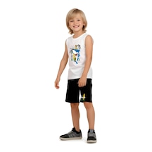 Fyk Kids Erkek Çocuk Baskılı Sıfır Kol Shark Surfıng Alt-üst Takım Beyaz