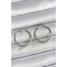 316 Çelik Gümüş Renk 22 Mm Halka Model Kadın Küpe Çok Renkli