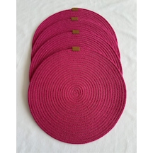 Yuvarlak Amerikan Servis Sofra Altlığı, Masa Dekoru Supla 33x33 4lü Fuşya