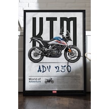 Ktm Adv 250 Siyah Ahşap Çerçeveli Poster, Dekoratif Motosiklet Duvar Tablosu