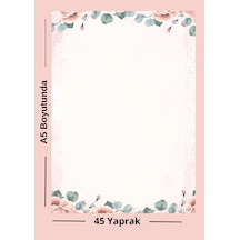 Pastel Çiçekli A5 Boş Not Kağıdı Sulu Boya Desenli 45 Yaprak Çok Renkli