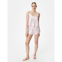 Koton Saten Pijama Altı Şort Beli Lastikli Pembe 4slk80027mw 4SLK80027MW275 Gülkurusu