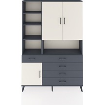 Arges Dolap 8 Raflı 5 Çekmeceli 3 Kapaklı 132x30x195 Antrasit-aytaşı/antrasit Aytası/antrasıt