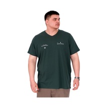 Mode Xl Büyük Beden Erkek T-shirt V Yaka Memorıes U24055 Nefti Nefti
