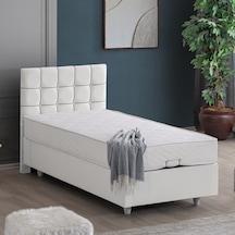 Tavira Tek Kişilik Baza Başlık Letto Yatak Seti - Beyaz 90 x 190