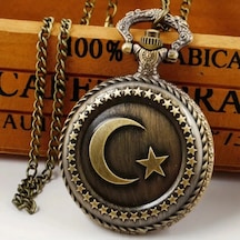 Türk Bayraklı Köstekli Saat Sarı