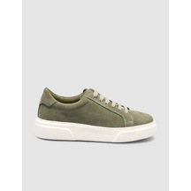 Monamae %100 Hakiki Deri Yeşil Kadın Sneaker YESIL
