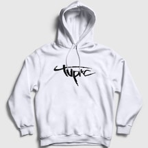 Presmono Unisex Logo Tupac Shakur Kapüşonlu Sweatshirt Beyaz