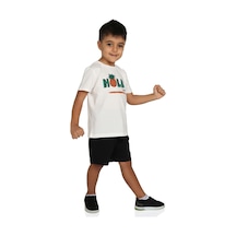 Toontoy Kids Toontoy Erkek Çocuk Hollo Baskılı Şortlu Takım Ekru